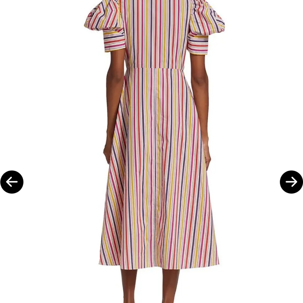 NWT Silvia Tcherassi Roopal midi-dress cotton bow stripe Anthropologie miosotis - Picture 3 of 16